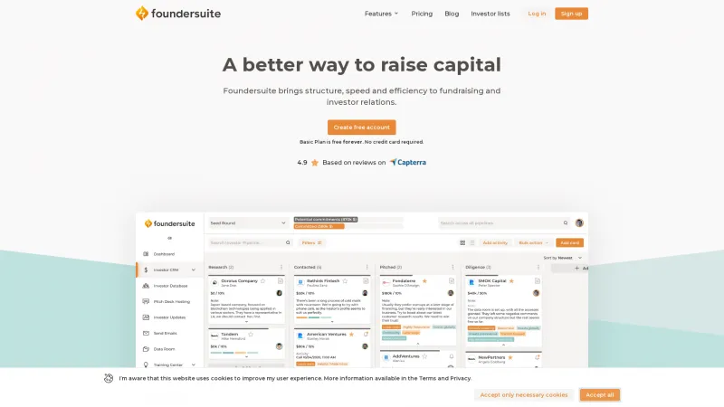 Homepage of Foundersuite