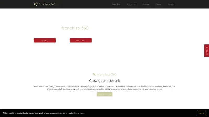 Homepage of Franchise 360