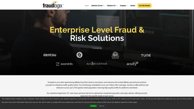 Homepage of Fraudlogix