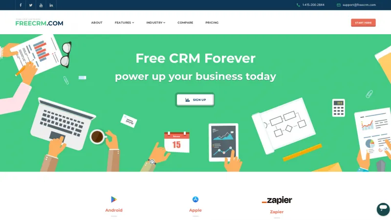 Homepage of Cogmento CRM