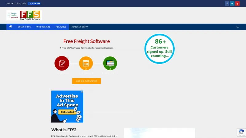 Homepage of Free Freight Software