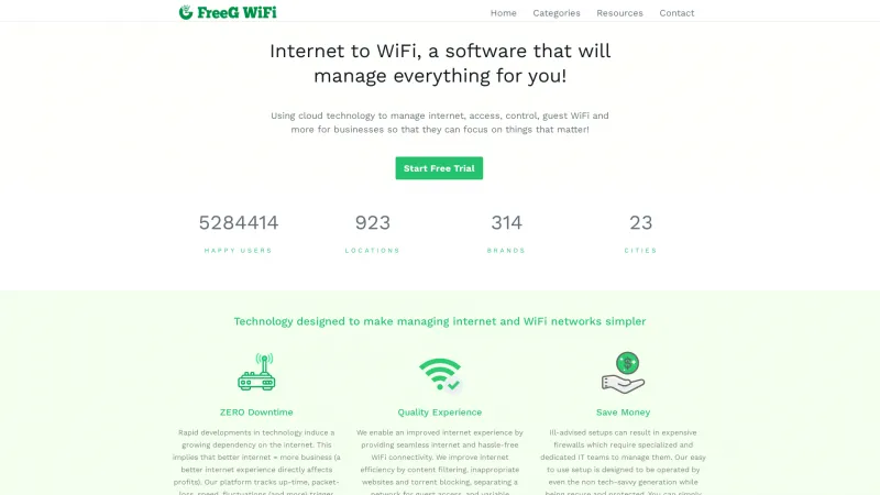 Homepage of FreeG WiFi