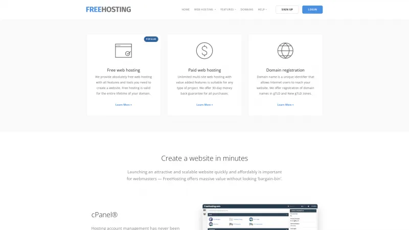 Homepage of Free Hosting