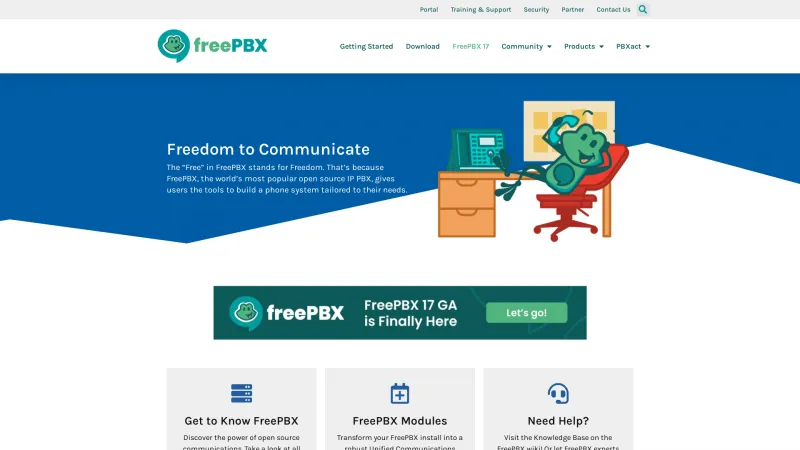 Homepage of FreePBX