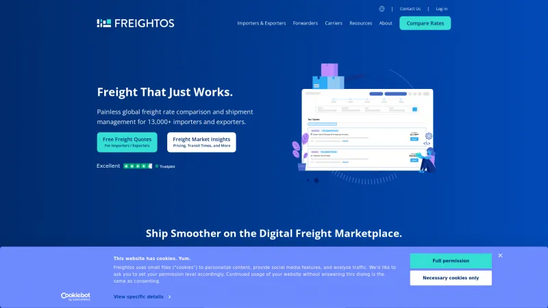 Homepage of Freightos