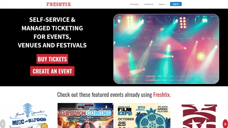 Homepage of Freshtix