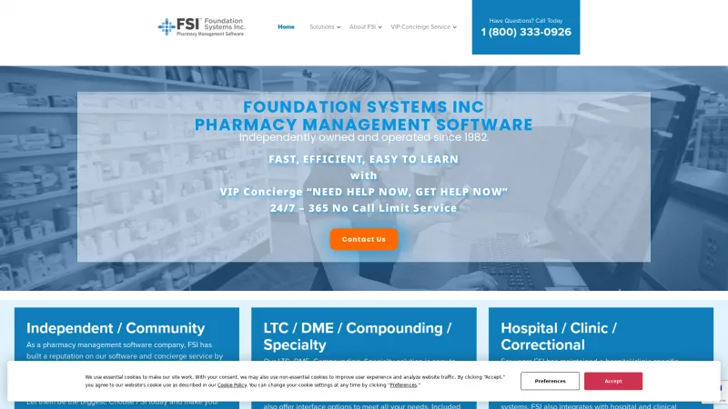 Homepage of FSI Pharmacy Management System