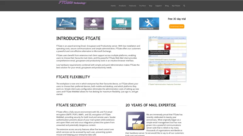 Homepage of FTGate