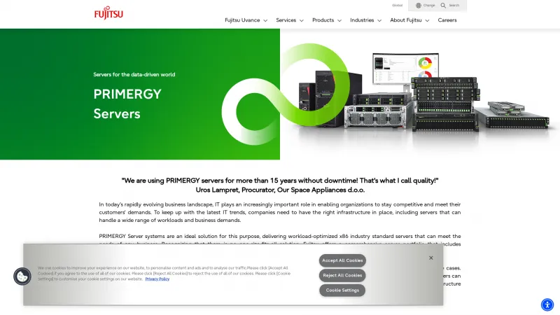 Homepage of Fujitsu PRIMERGY Server