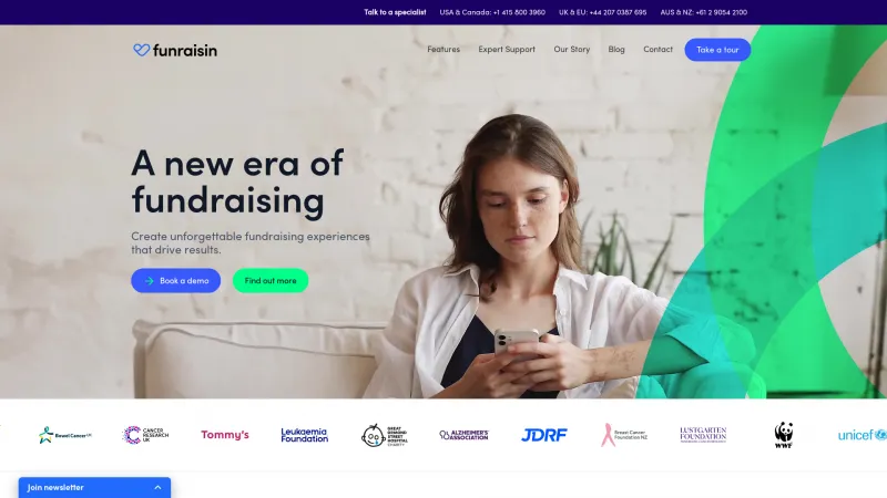 Homepage of Funraisin