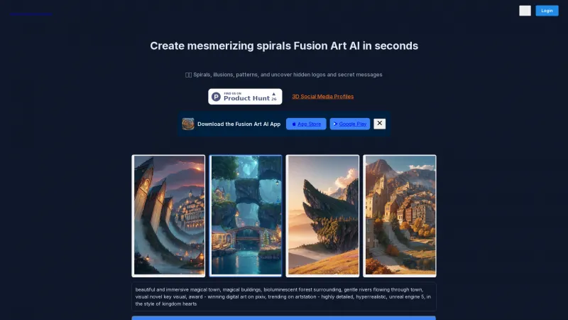 Homepage of Fusion Art AI