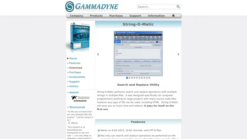 Homepage of String-O-Matic