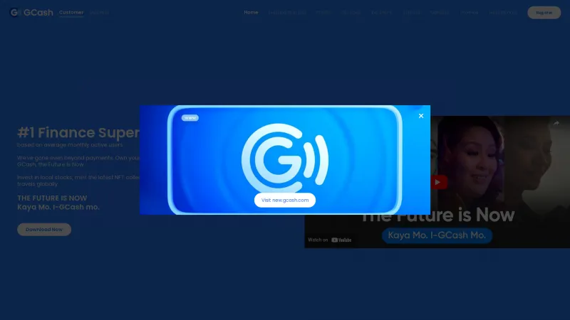 Homepage of GCash