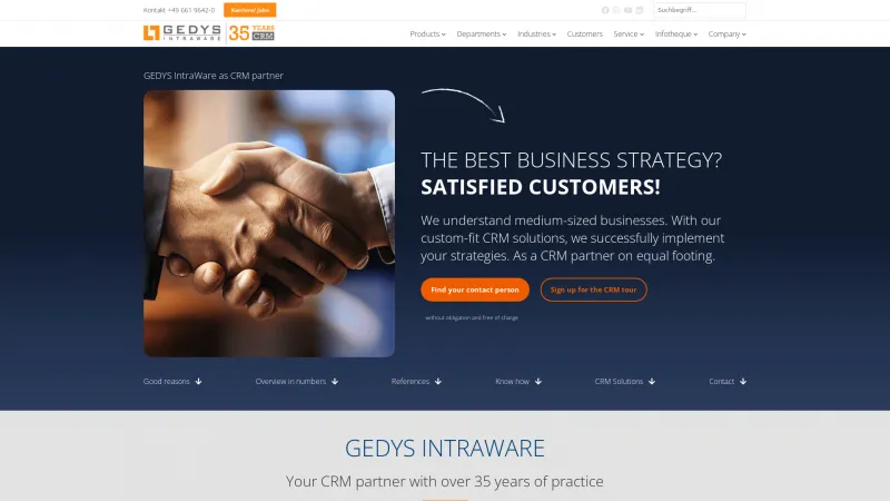 Homepage of GEDYS IntraWare 8