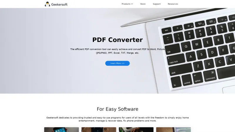 Homepage of Geekersoft PDF Editor