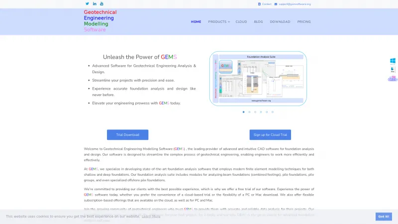 Homepage of Geotechnical Engineering Modelling Software (GEMS)