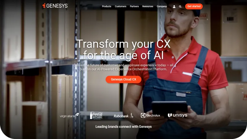 Homepage of Genesys Cloud