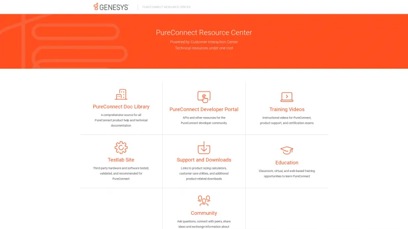 Homepage of Genesys PureConnect