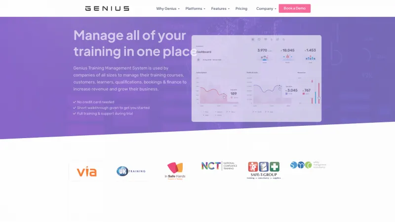 Homepage of Genius Training Management Platform