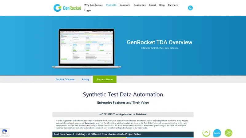 Homepage of GenRocket