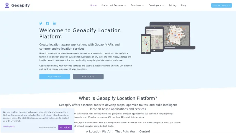 Homepage of Geoapify