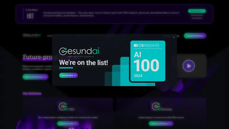 Homepage of Gesund.ai