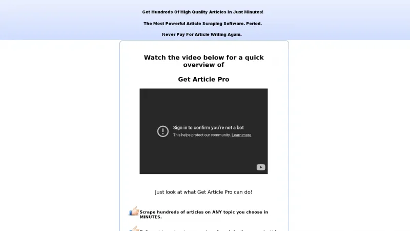 Homepage of Get Article Pro