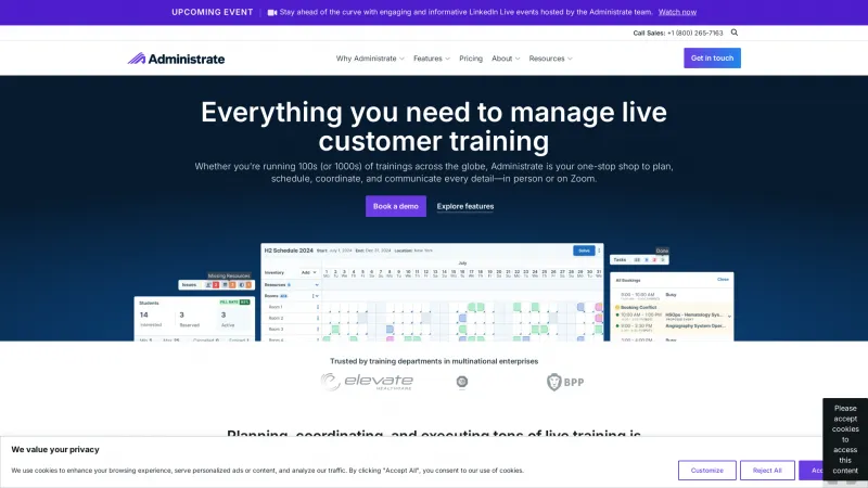 Homepage of Administrate