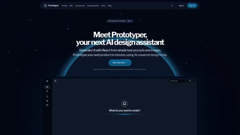 Homepage of Prototyper