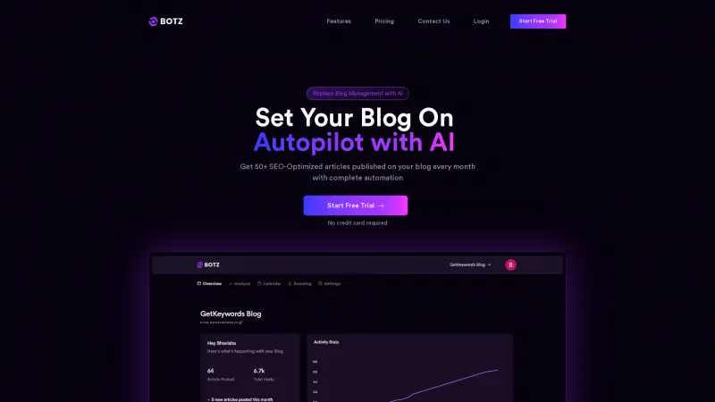 Homepage of GetBotz