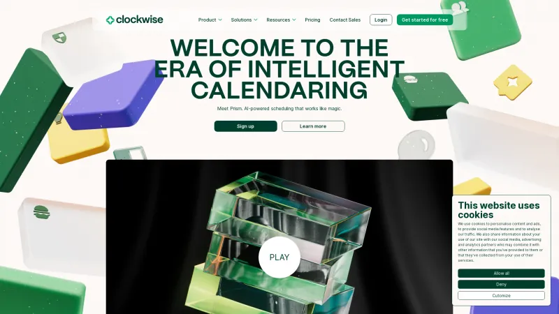 Homepage of Clockwise