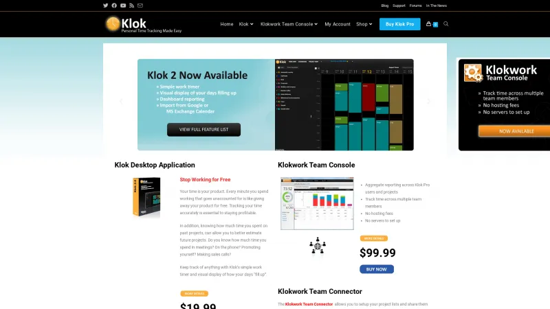 Homepage of Klok