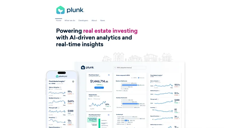 Homepage of Plunk