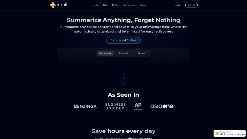 Homepage of Recall