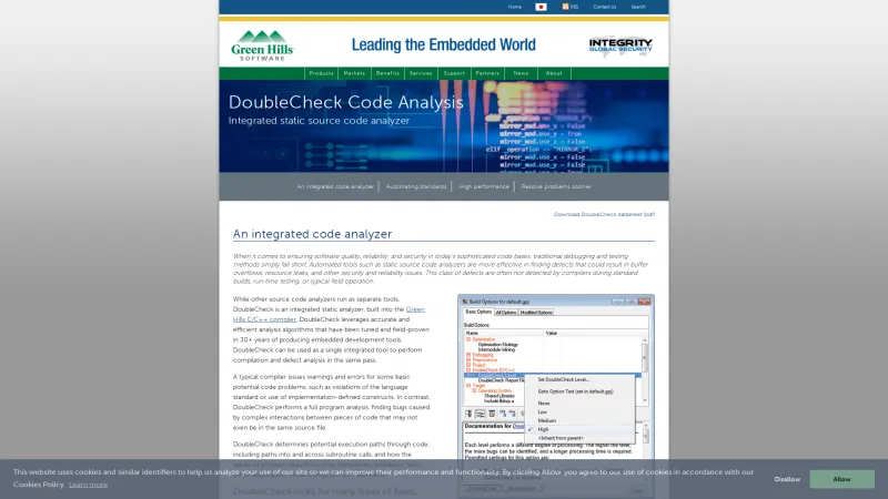 Homepage of DoubleCheck Code Analysis