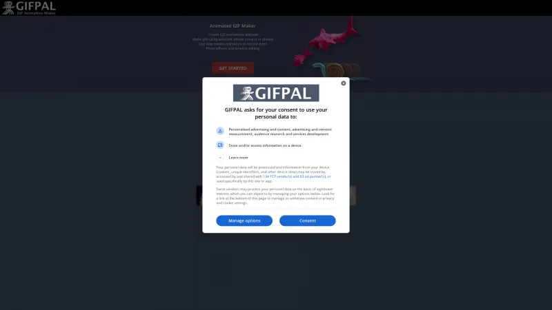 Homepage of GIFPAL