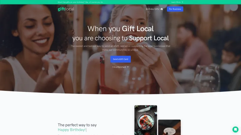 Homepage of GiftLocal