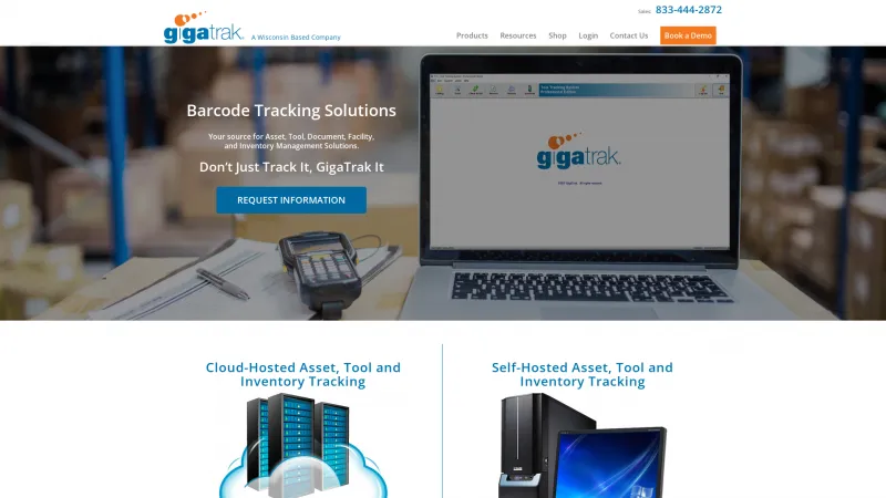 Homepage of GigaTrak Asset Tracking