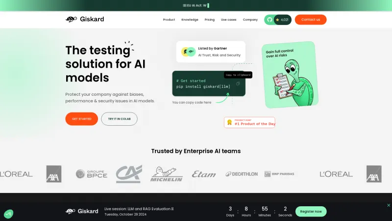 Homepage of Giskard