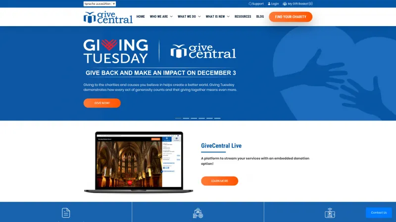 Homepage of GiveCentral