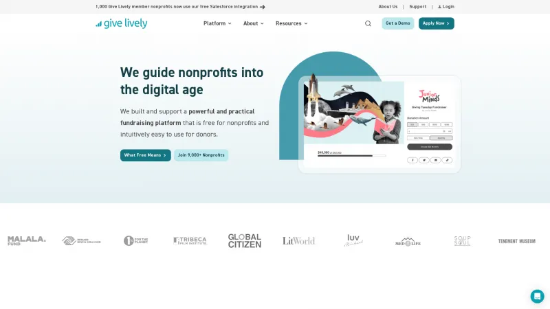 Homepage of Give Lively