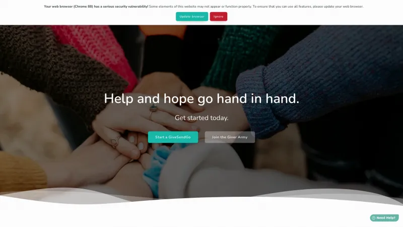 Homepage of GiveSendGo