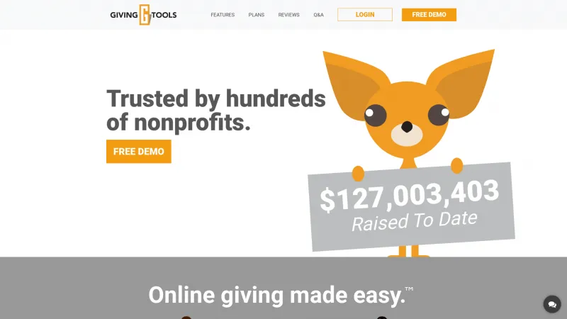 Homepage of GivingTools