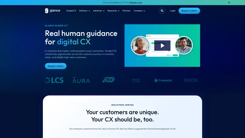 Homepage of Glance