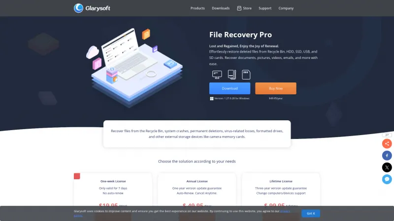 Homepage of Glarysoft File Recovery Pro