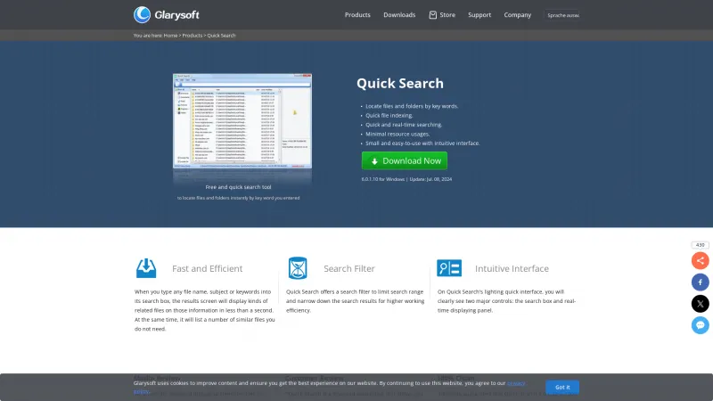 Homepage of Quick Search