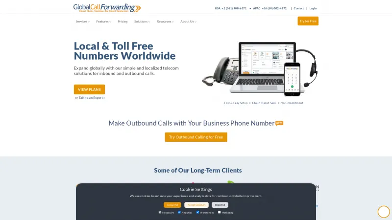 Homepage of Global Call Forwarding