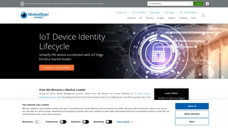 Homepage of GlobalSign IoT Edge Enroll