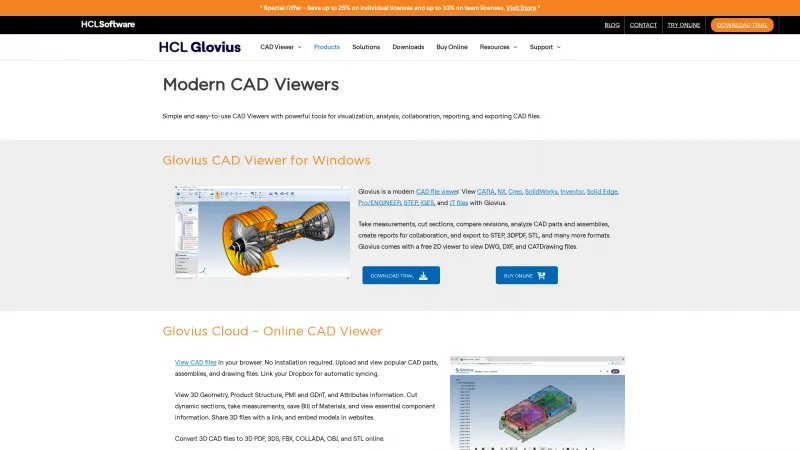 Homepage of Glovius CAD Viewer