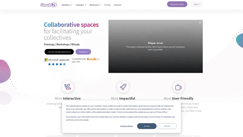 Homepage of Glowbl